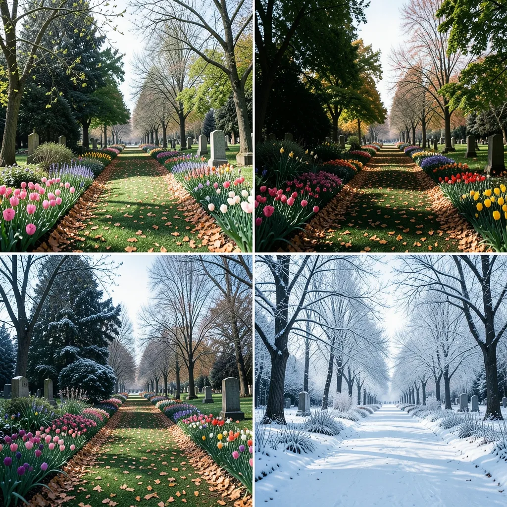 Bestattung im Jahreskreis — Frühling, Sommer, Herbst und Winter auf dem Friedhof